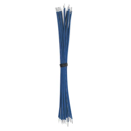 REMINGTON INDUSTRIES Cut And Stripped Wire, 28 AWG 600V-PVC, Stranded, Blue 18in Leads, 500PK CS28MILWSTRBLU-18-500